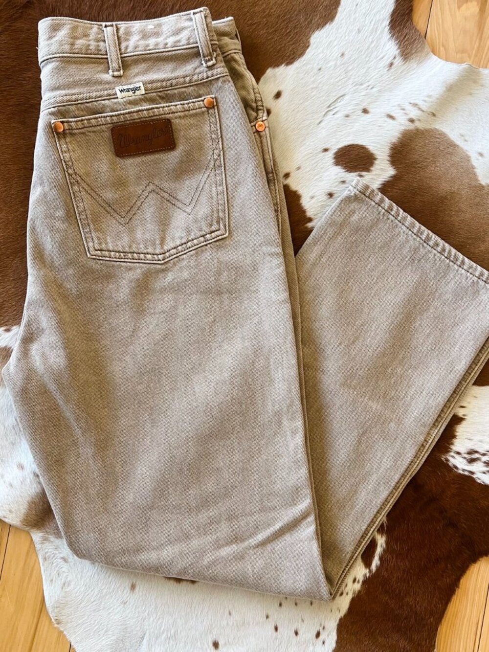Wrangler Wild West Jeans 31x28 High Rise Straight Leg Beige Western